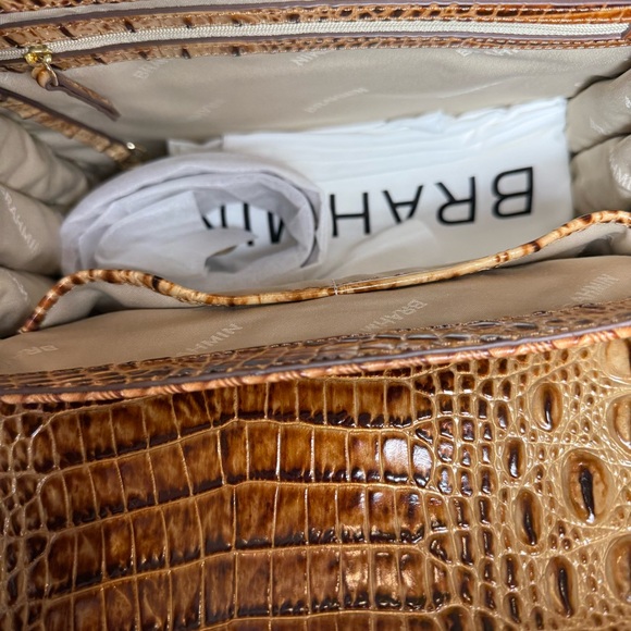 Brahmin Hallie Satchel Coconut Milk Taber Toasted Melbourne Leather $455 - Picture 5 of 7